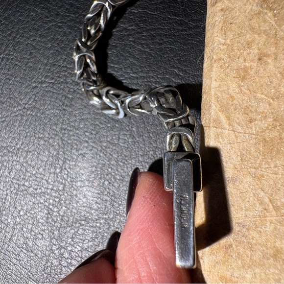 Lois Hill sterling silver Byzantine weave chain toggle clasp bracelet - Picture 4 of 6